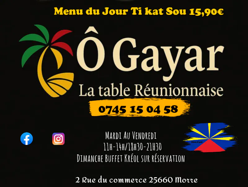 Notre carte – Spécialités réunionnaises authentiques | Ô Gayar