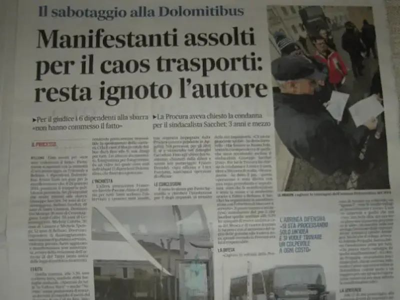 Assoluzione per i dipendenti di Dolomiti Bus