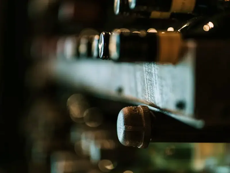 wine bottle in rack | Photo de Hermes Rivera, sur https://unsplash.com/@hermez777?utm_source=centralapp&utm_medium=referral